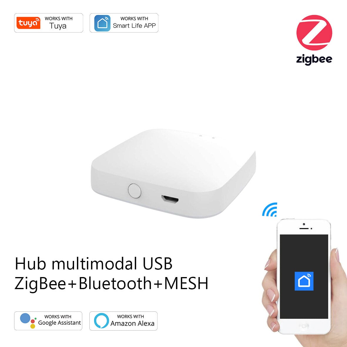 MOES Gateway multi-modo para casa inteligente ZigBee WiFi Bluetooth Mesh Hub