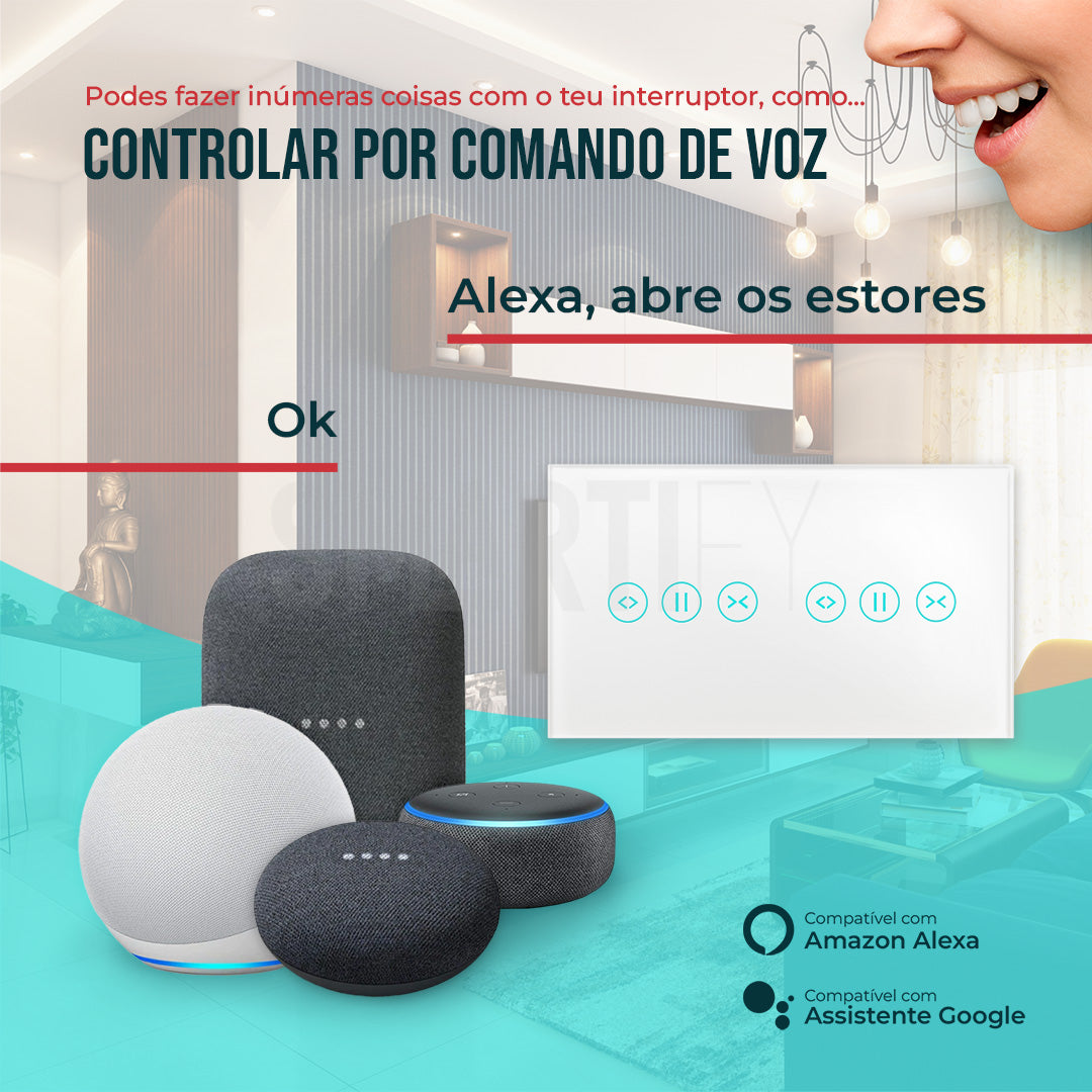 Interruptor de Estores Duplo Inteligente WiFi Smartify - Branco - Smartify - Casa Inteligente - Smart Home - Domotica - Casas Inteligentes