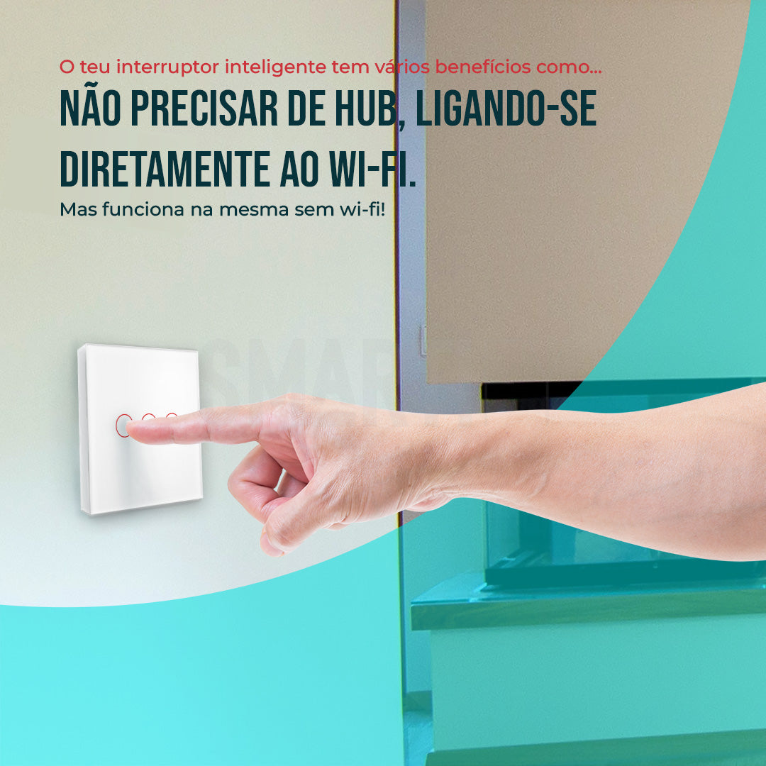 Interruptor Inteligente de Luz WiFi 3 botões Smartify - Branco - Smartify - Casa Inteligente - Smart Home - Domotica - Casas Inteligentes