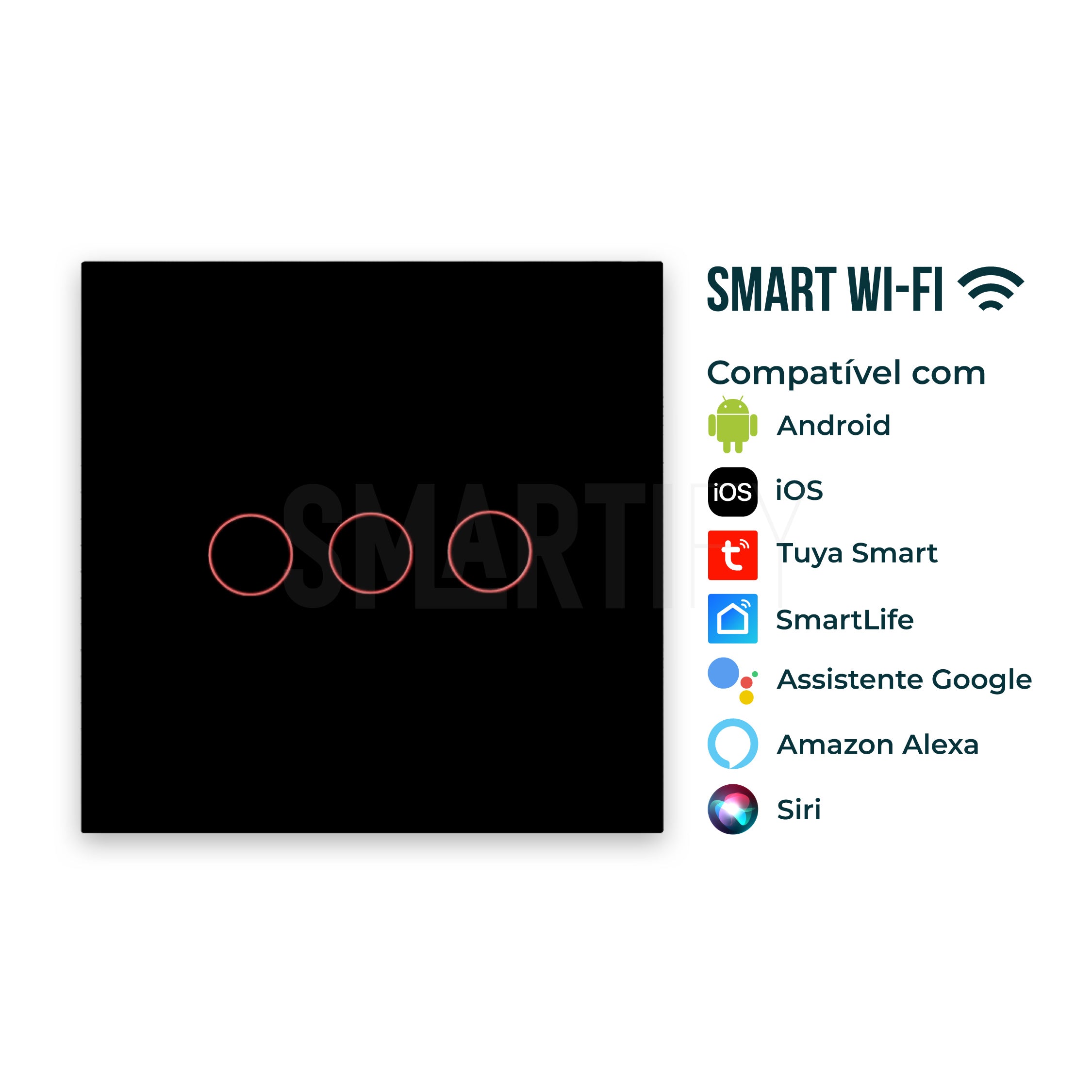 Apagador WIFI Inteligente sin neutro 3 botones negro - Smartlife Costa Rica