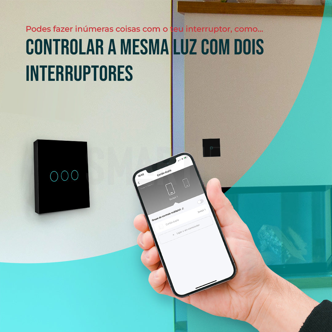 Interruptor táctil WiFi simple sin neutro triple negro compatible con otros  dispositivos Smartfy