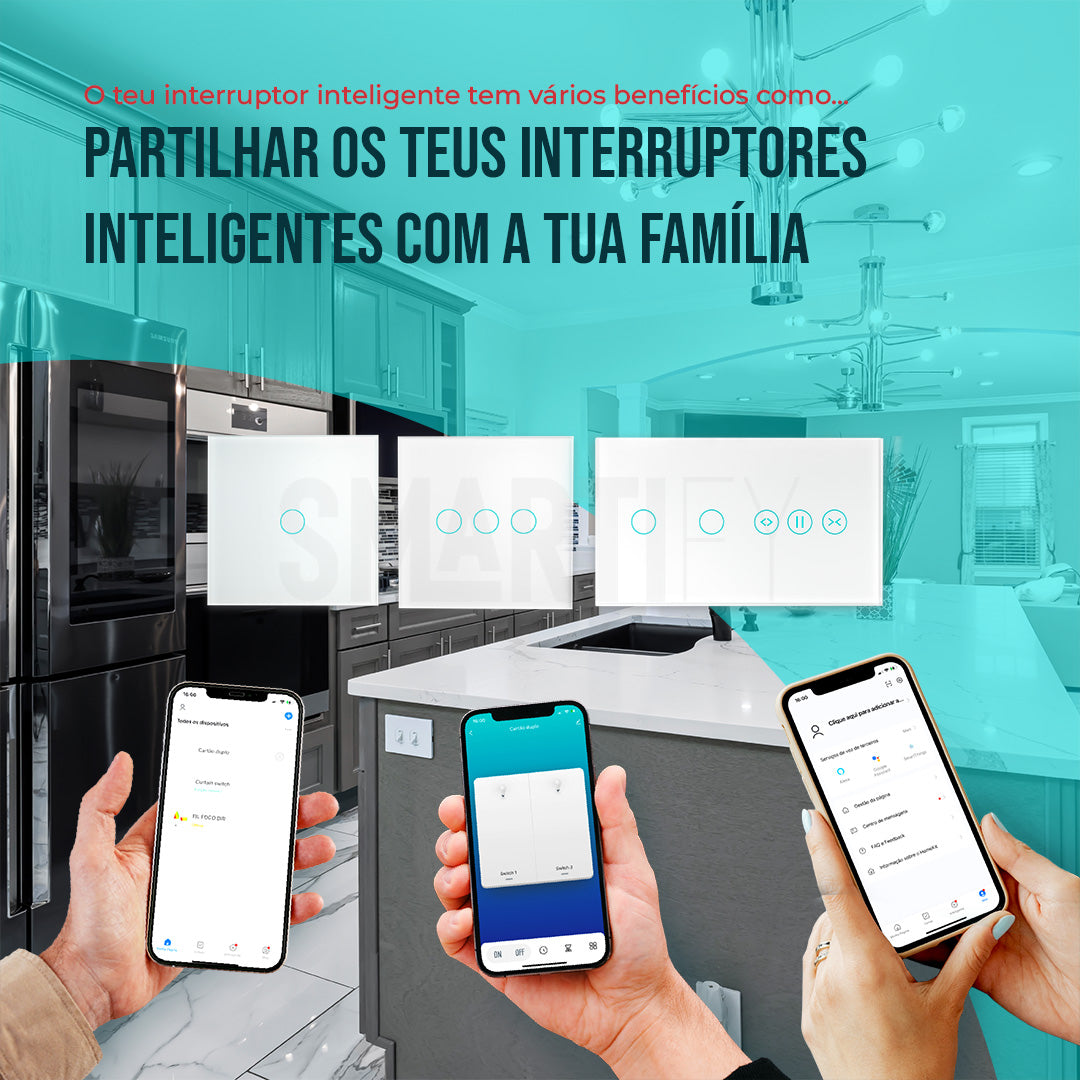 Interruptor de Luz + Interruptor de Estores Duplo Inteligente WiFi Smartify - Branco - Smartify - Casa Inteligente - Smart Home - Domotica - Casas Inteligentes