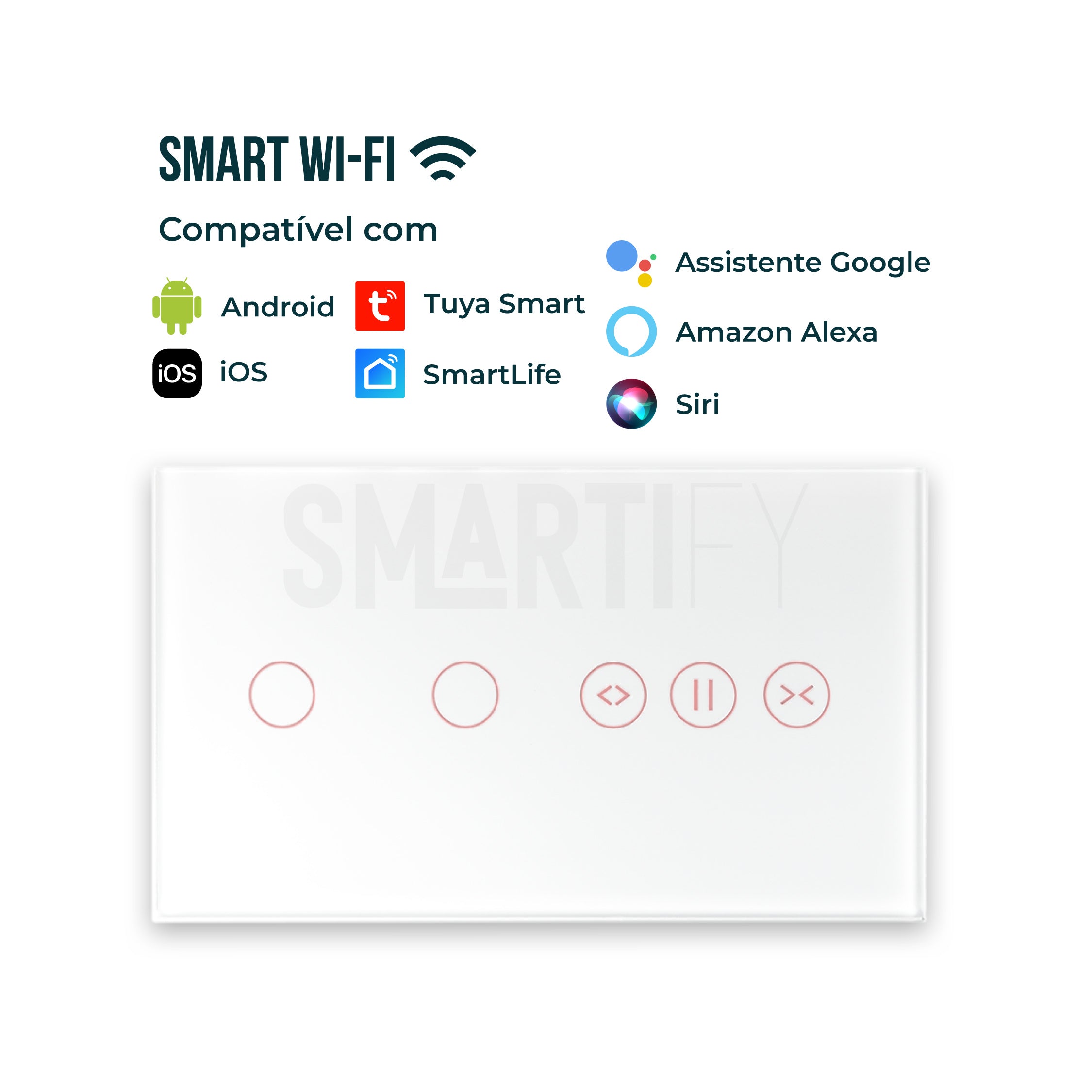 Interruptor de Luz + Interruptor de Estores Duplo Inteligente WiFi Smartify - Branco - Smartify - Casa Inteligente - Smart Home - Domotica - Casas Inteligentes