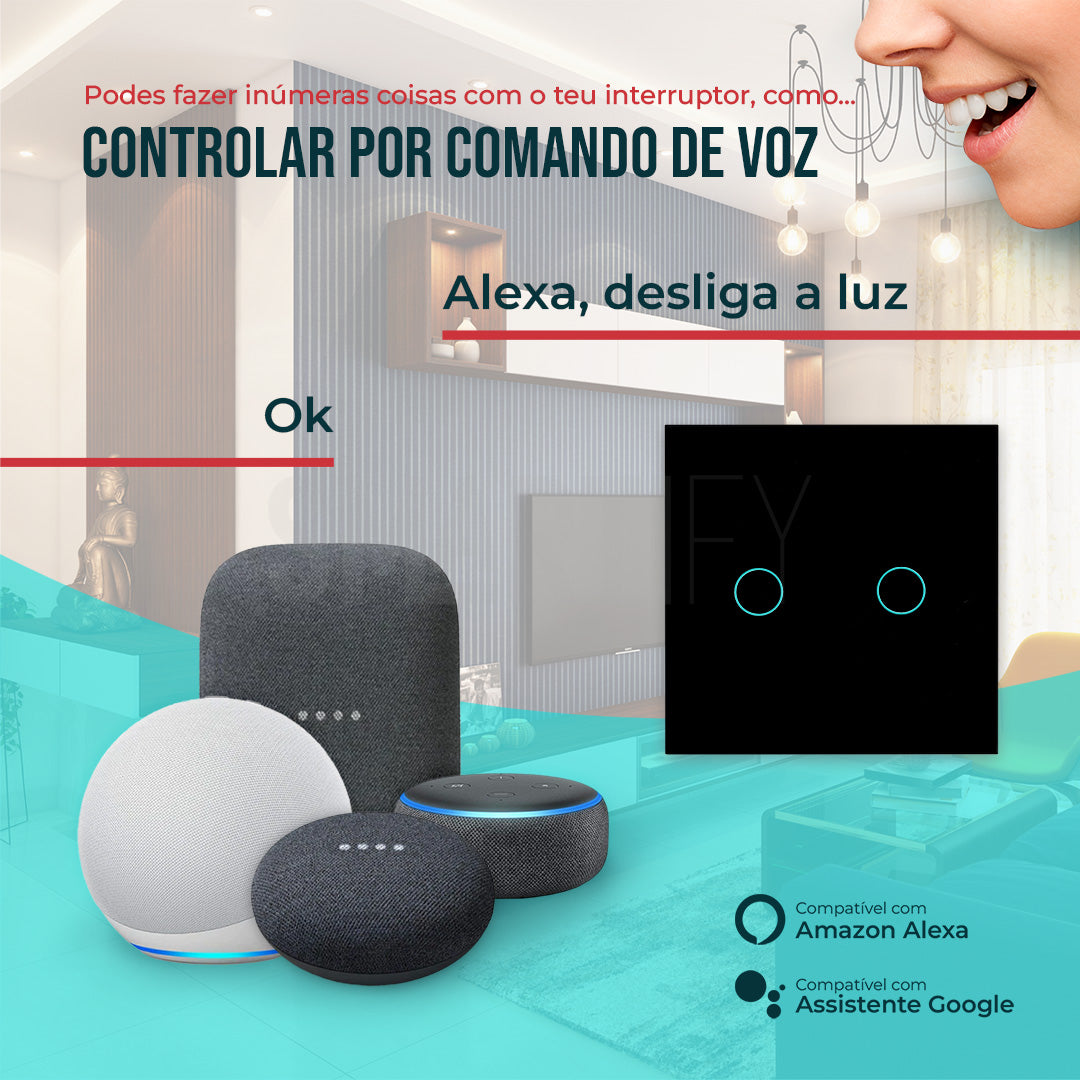 Interruptor Inteligente de Luz WiFi 2 botões Smartify - Preto - Smartify - Casa Inteligente - Smart Home - Domotica - Casas Inteligentes