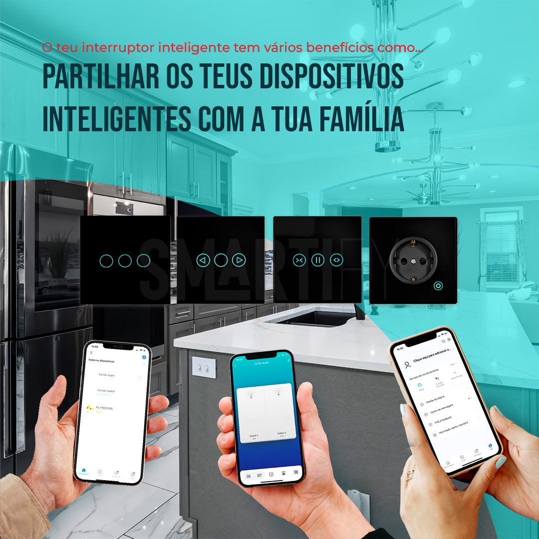 Interruptor Inteligente de Luz WiFi 3 botões Smartify - Preto - Smartify - Casa Inteligente - Smart Home - Domotica - Casas Inteligentes