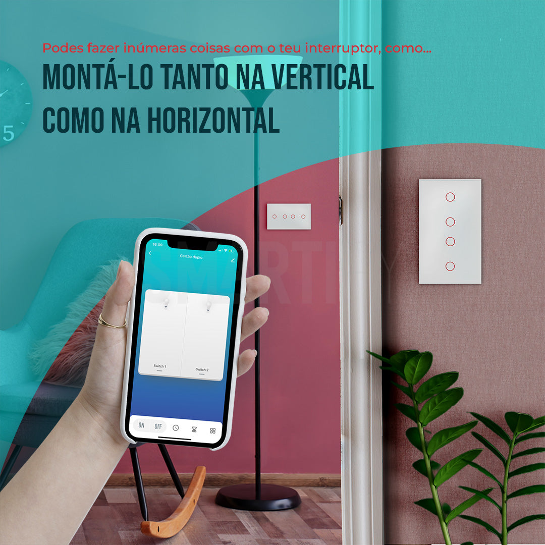 Interruptor Inteligente de Luz WiFi duplo 4 botões Smartify - Branco - Smartify - Casa Inteligente - Smart Home - Domotica - Casas Inteligentes