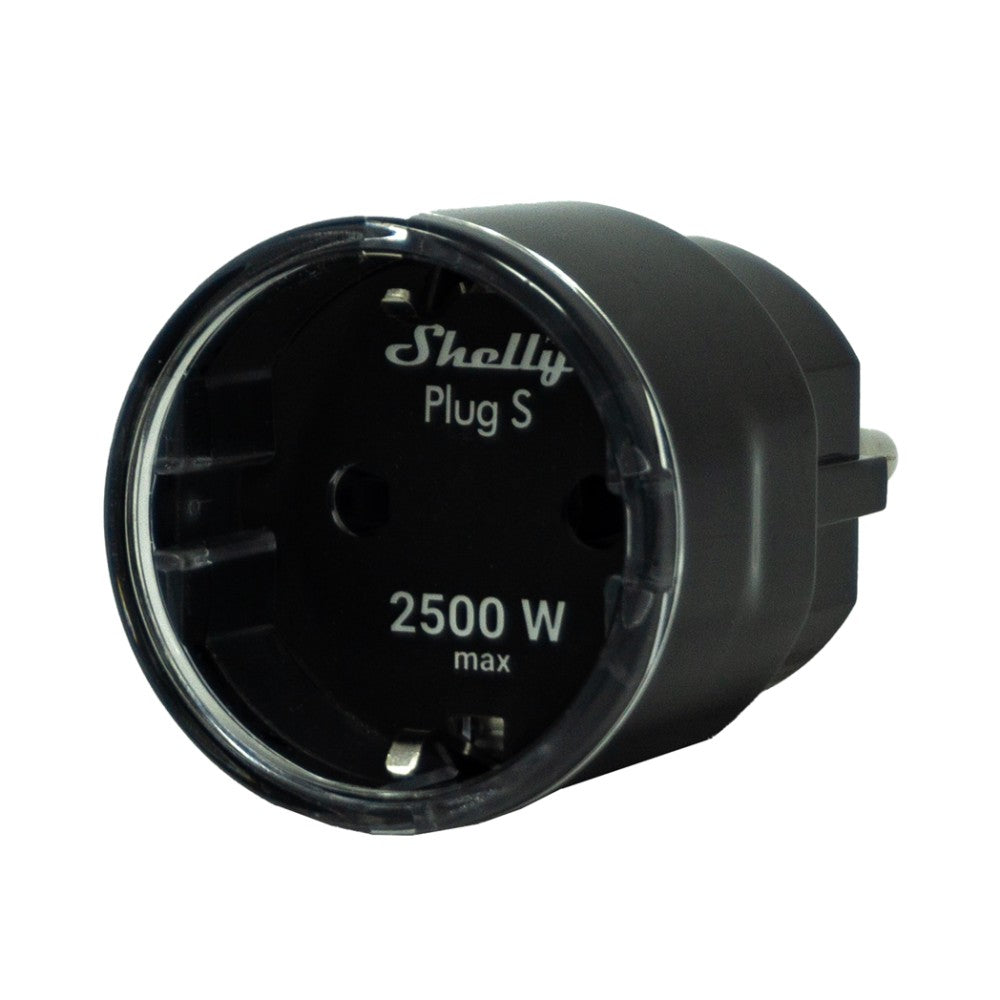 Shelly Plug S Plus - Tomada Portátil Inteligente 12A 2500W WiFi/BT Preta: Compatível com Amazon Alexa, Google Assistant, SmartLife e Tuya.