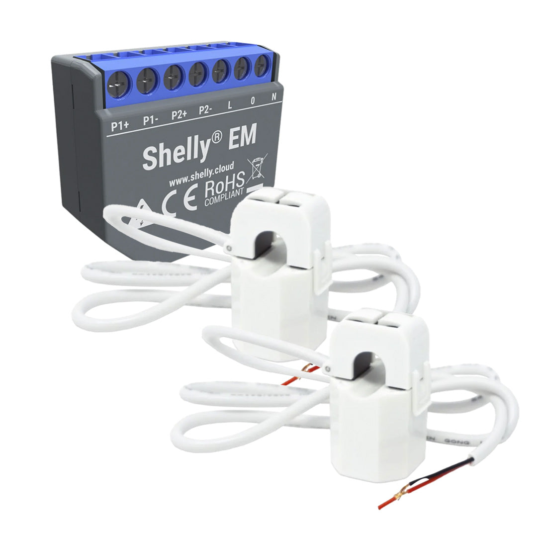 Combo Shelly EM + 2 Núcleo 50A para medição de corrente