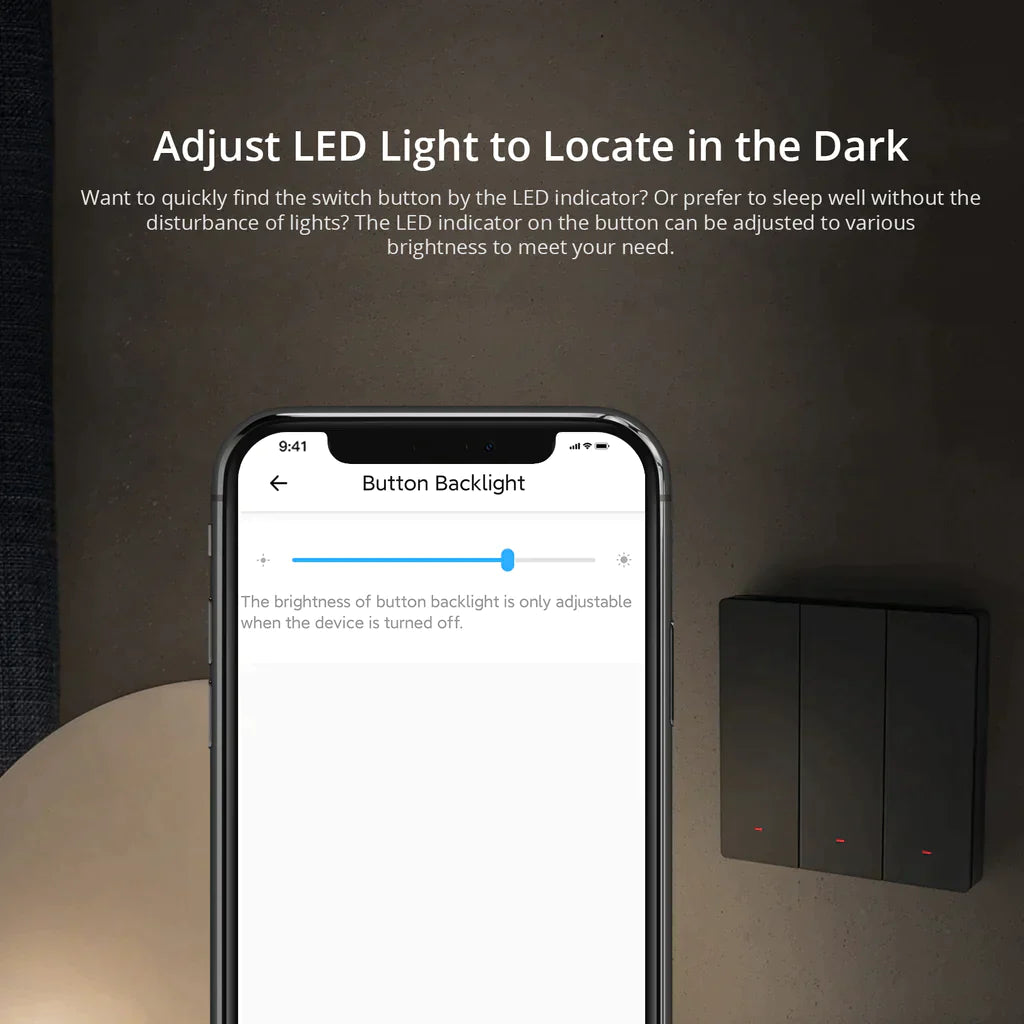 ajustar a luz LED do interruptor no escuro