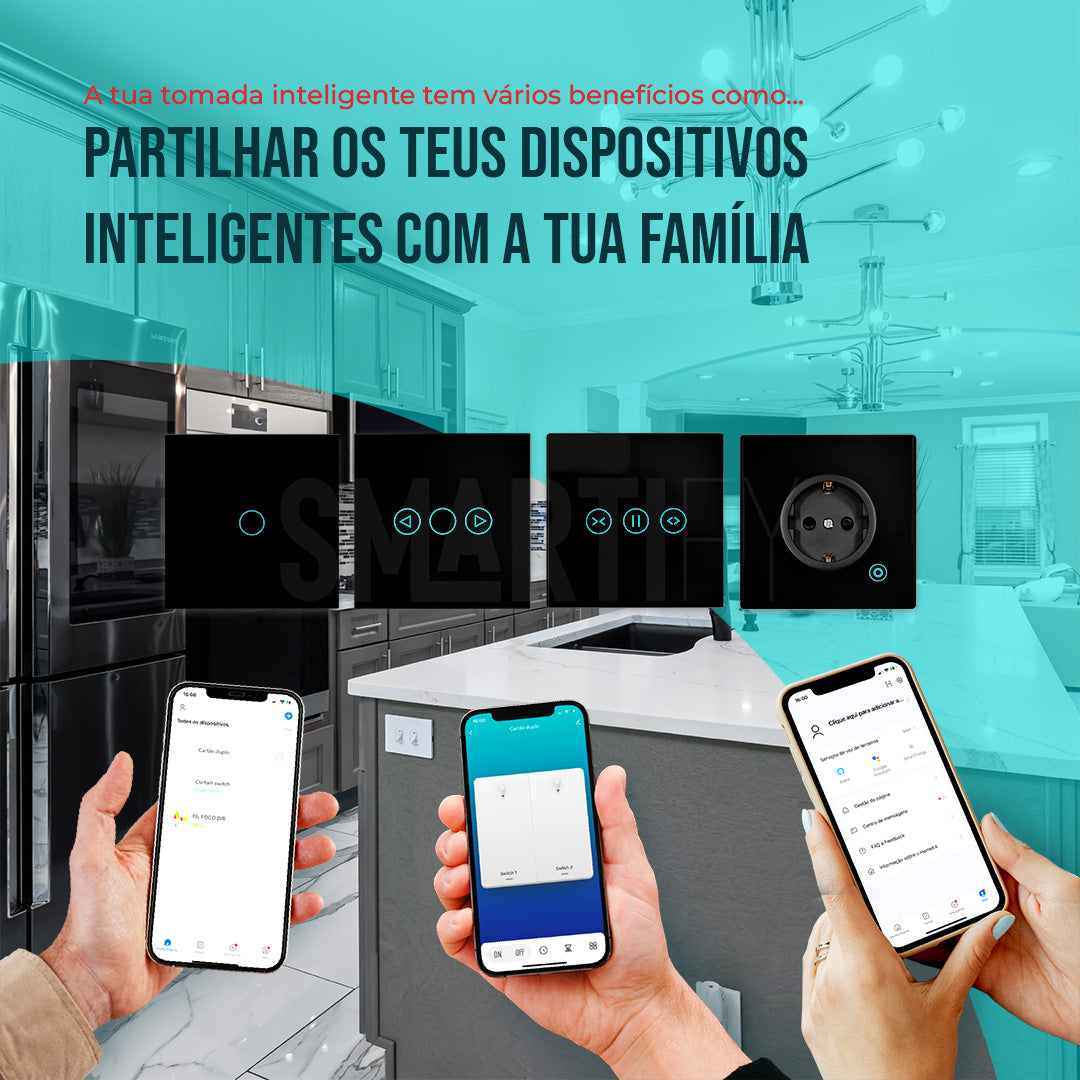 Tomada Inteligente Embutida 16A 3500W WiFi Smartify - Preto - Smartify - Casa Inteligente - Smart Home - Domotica - Casas Inteligentes